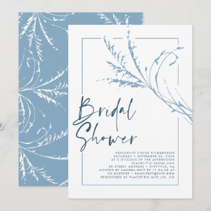 Dusty Blue Pampas Grass Modern Boho Möhippa Inbjudningar