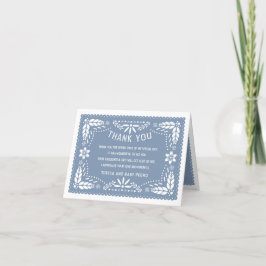 Dusty blue papel picado Mexican stil Baby Shower Tack Kort