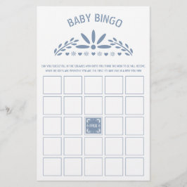 Dusty blue Papel Picado Pojke Shower Bingo-spel Flygblad