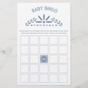 Dusty blue Papel Picado Pojke Shower Bingo-spel Flygblad