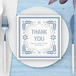 Dusty blue papel picado Tack Baby Shower Pappersservett