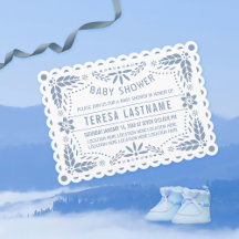 Dusty blue papel picado white pojke dusch