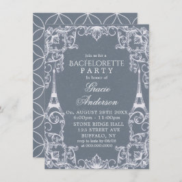 Dusty Blue Paris Frankrike Bachelorette Party Invi Inbjudningar