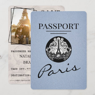 Dusty Blue Paris Passport Spara datum Datumet