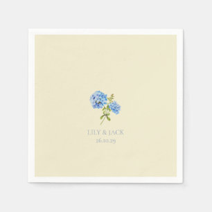 Dusty Blue & Pastel Gult Hydrangea Bröllop Pappersservett