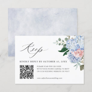 Dusty Blue Pastel Rosa hydrangea Blommigt Bröllop  OSA Kort