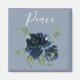 Dusty Blue Peace Script Watercolor Modern Elegant Magnet