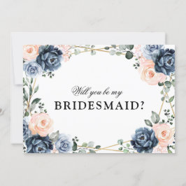 Dusty Blue Peach , blir du min bridesmaid I Inbjudningar