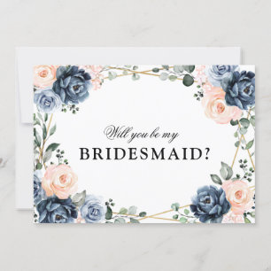 Dusty Blue Peach , blir du min bridesmaid I Inbjudningar