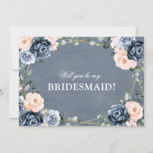 Dusty Blue Peach blir min bridesmaid Inbjudningar