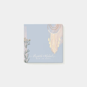 Dusty Blue Peach Boho Bröllop Post-it Block