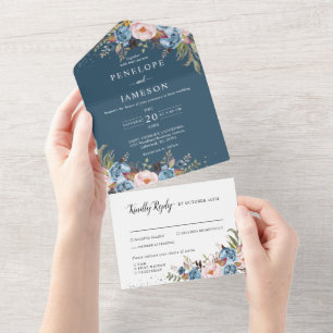 Dusty Blue Peach  Botaniska Blommigten Bröllop Al