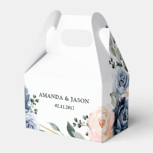Dusty Blue Peach Geometric Blommigt Bröllop Fa Presentaskar