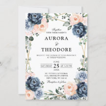 Dusty Blue Peach  Geometric Blommigt Bröllop in 