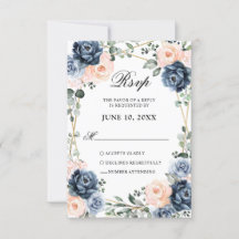 Dusty Blue Peach  Geometric Blommigt Bröllop