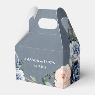 Dusty Blue Peach Geometric Blommigt Bröllop Presentaskar