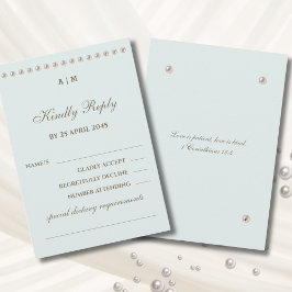 Dusty Blue Pearl Christian Wedding RSVP Card  OSA Kort