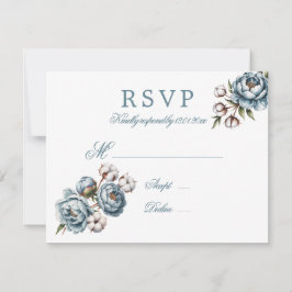 Dusty Blue Peony and Cotton Wedding OSA Kort