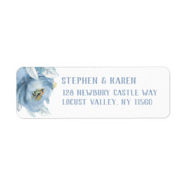 Dusty Blue Peony Elegant Return Address Label Returadress Etikett
