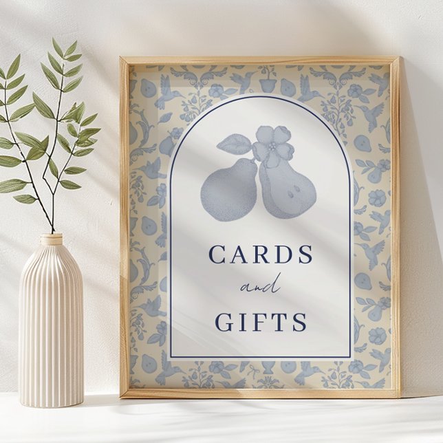 Dusty Blue Perfekt Pear Möhippa Cards & Gift Poster (Cards & Gifts Sign)