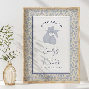 Dusty Blue Perfekt Pear Möhippa Poster tecken