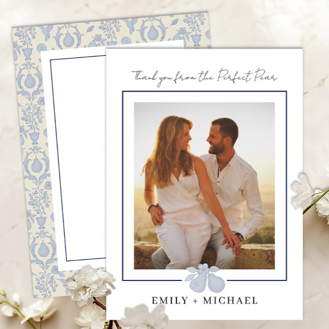 Dusty Blue Perfekt Pear Photo - tackkort Tack Kort (Photo Thank You Card)