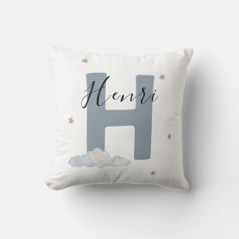 Dusty Blue Personalized Baby Name Pillow Custom Kudde