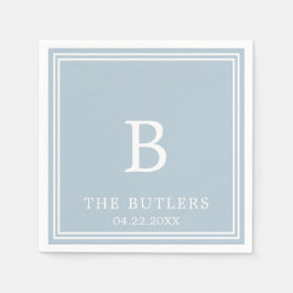 Dusty Blue Personlig Bröllop Cocktail Napkins Pappersservett