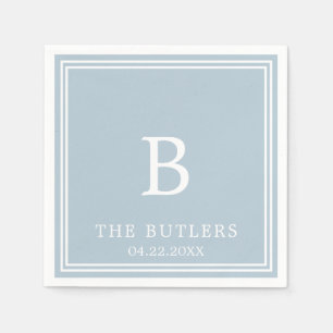Dusty Blue Personlig Bröllop Cocktail Napkins Pappersservett