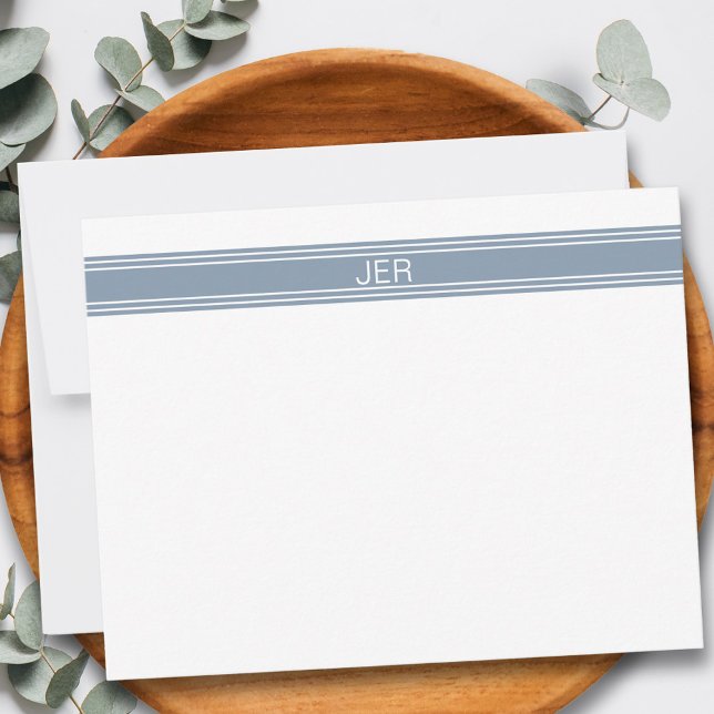 Dusty Blue Personlig Monogram Namn Initialer Anteckningskort (Dusty Blue Personalized Monogram Name Initials Note Card)