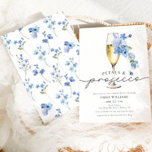 Dusty Blue Petals & Prosecco Möhippa Inbjudningar