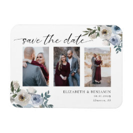 Dusty Blue Photo Bröllop spara datum Elegant Magnet