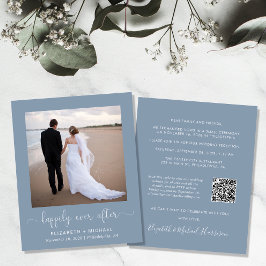 Dusty Blue Photo QR Code Wedding Reception Inbjuda