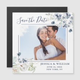Dusty Blue PHOTO Save Date Magnetic Card