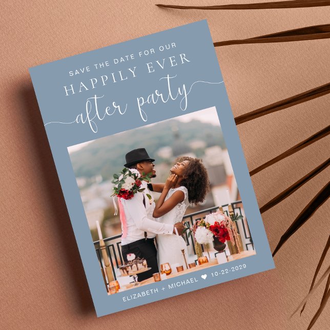 Dusty Blue Photo Wedding Reception Spara datumet Meddelande (Skapare uppladdad)
