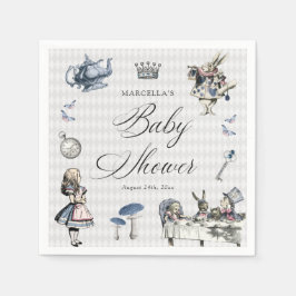 Dusty Blue & Pink Alice In Wonderland Baby Shower Pappersservett