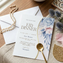 Dusty Blue Pink Blommig Guld Kurva Eid Middagspart