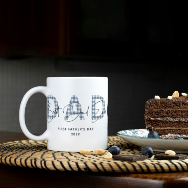 Dusty Blue Play Bästa Pappa någonsin Foto Fars dag Kaffemugg (Easily personalize this Best Dad Ever Mug design your your photo and text for special gift!)