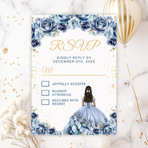 Dusty Blue Princess Blommig Quinceañera OSA Kort