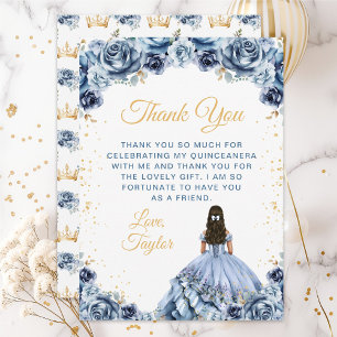 Dusty Blue Princess Blommig Quinceañera Tack Kort