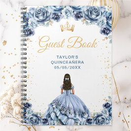 Dusty Blue Princess Quinceañera Guest Book Anteckningsbok