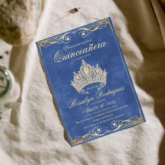 Dusty Blue Princess Quinceañera-inbjudan Inbjudningar