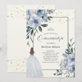 Dusty Blue Princess Quinceañera-inbjudan Inbjudningar