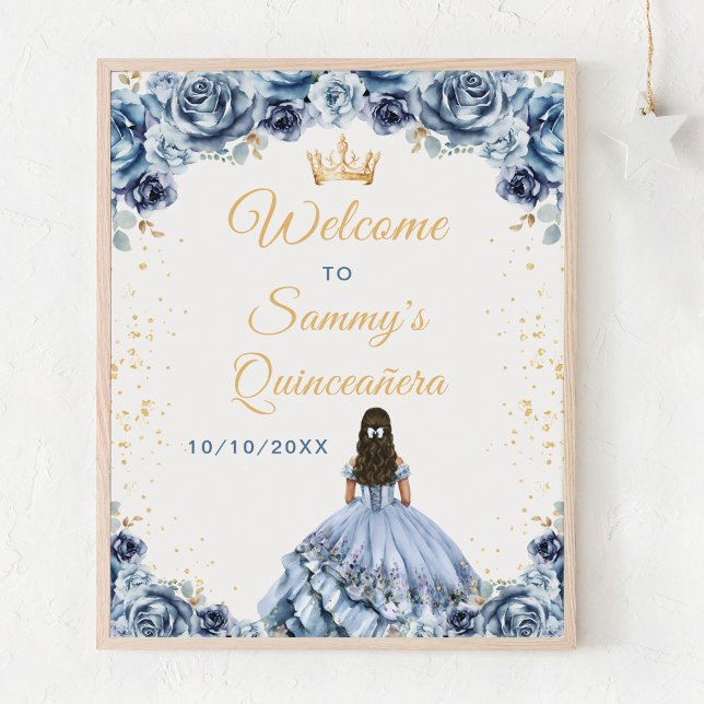 Dusty Blue Princess Quinceañera Välkomstskylt Poster (Skapare uppladdad)
