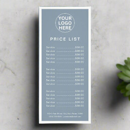 Dusty Blue Professionell Pris List Business Logoty Reklamkort
