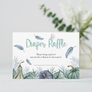 Dusty Blue Pumpkin Baby Shower Diaper Raffle Card Inbjudningar