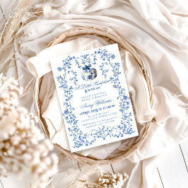 Dusty Blue Pumpkin Fall Blommigt Boy Shower Inbjudningar