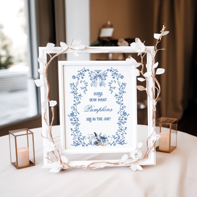 Dusty Blue Pumpkin Floral Baby Shower Game Poster (Skapare uppladdad)