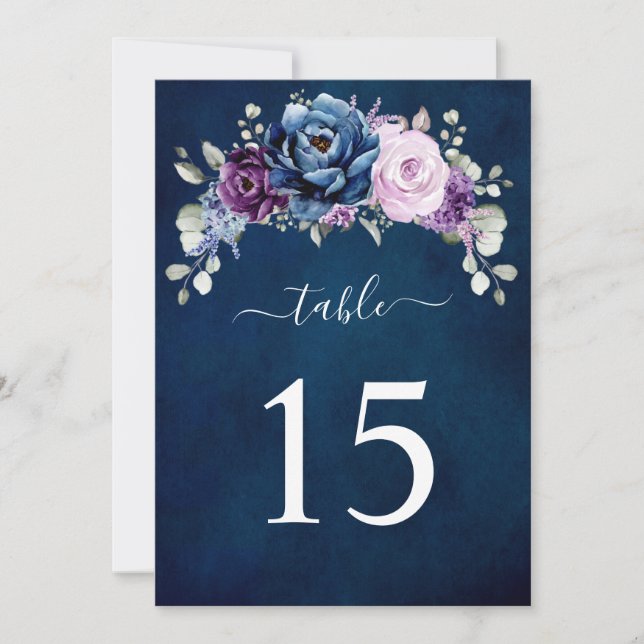Dusty Blue Purple Lilac Wedding Table number card Inbjudningar (Framsida)