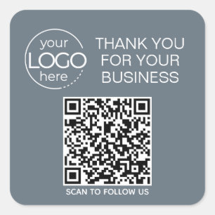 Dusty Blue QR Code Smart Contact Fyrkantigt Klistermärke